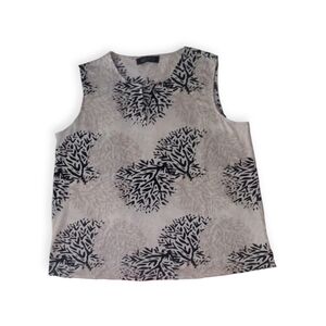 Kasper Black and Cream Patterned Blouse